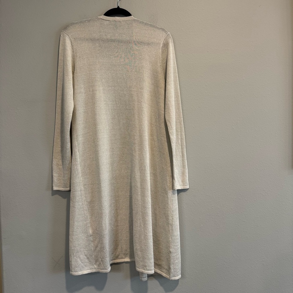 Eileen Fisher Open Front Cardigan Shimmer Organic Linen Blend Lagenlook XS - Picture 2 of 5